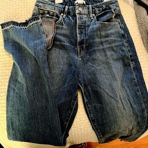Good American High Waisted Boot Cut Jean with Ankle Slit